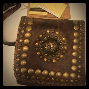 Patricia Nash designs cognac studded handbag NWT
